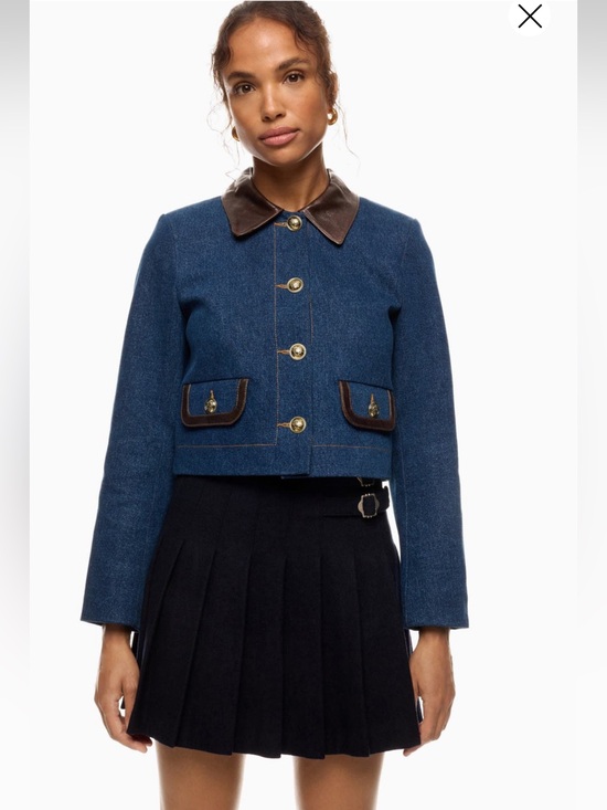 SandroDenimandLeatherCroppedJacket